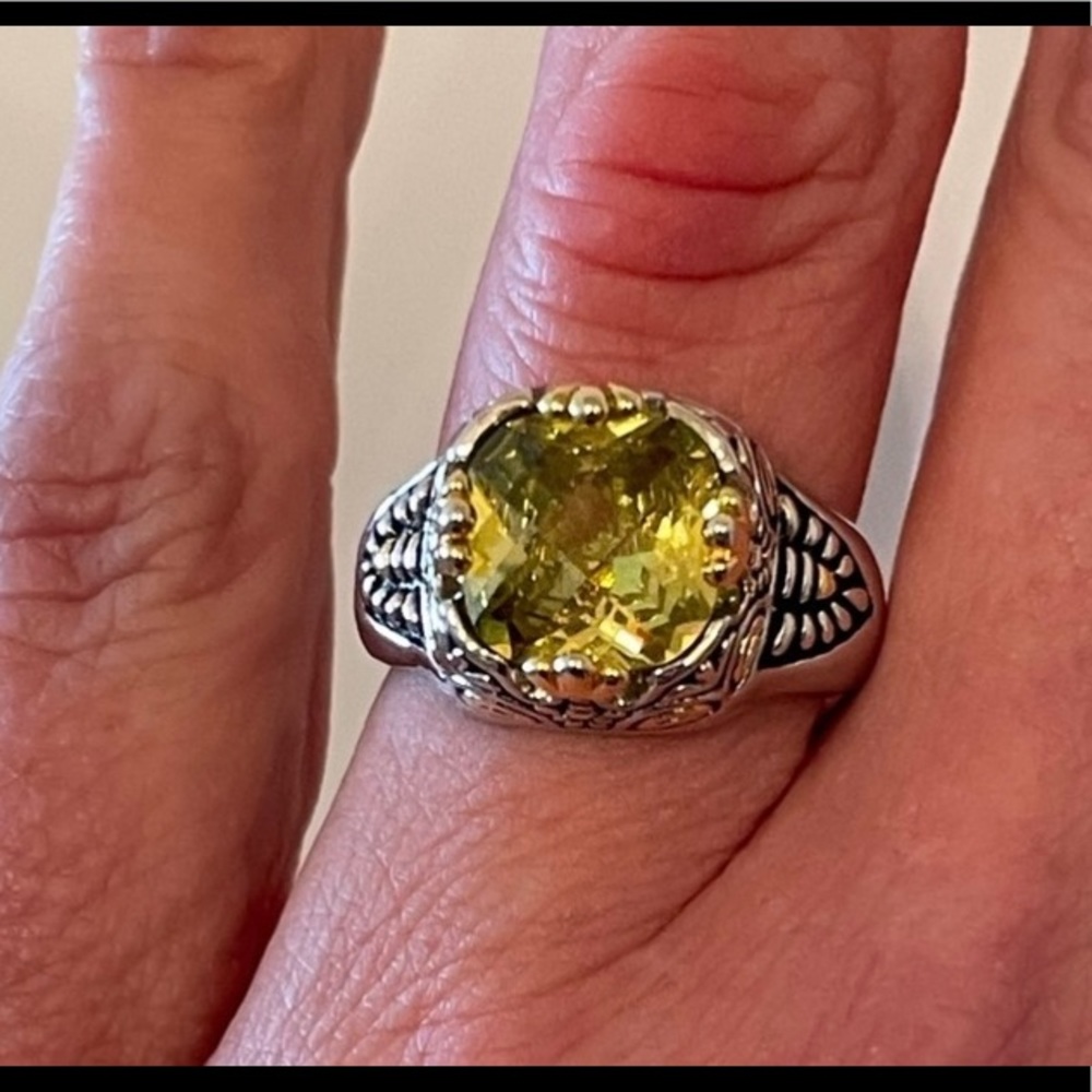 Solid Sterling Silver Genuine Yellow Citrine Two … - image 2